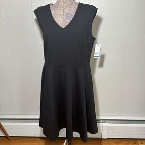 Relativity Womens XL Black Sleeveless A-Line Dress Stretchy V-Neck